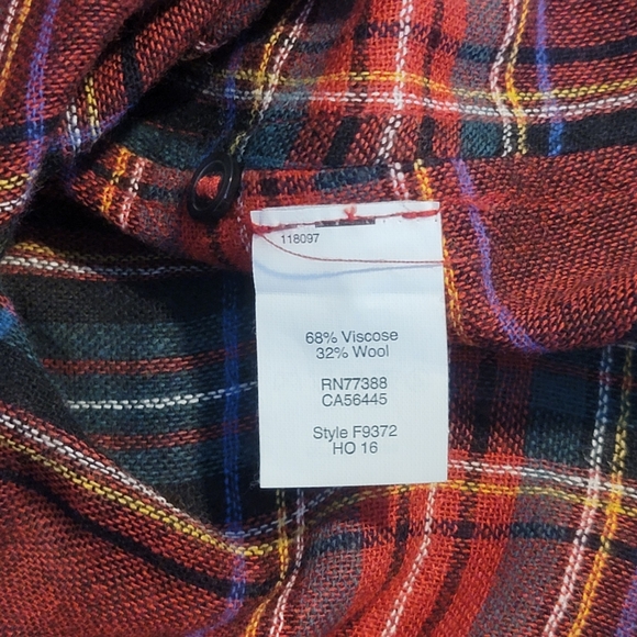 Madewell Red Wool Plaid Button Up Small - Picture 6 of 6